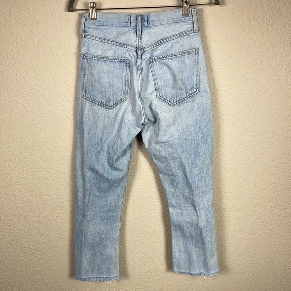 Agolde Riley High Rise Straight Crop Jeans in Shatter Light Blue Sz 24 - Picture 7 of 15